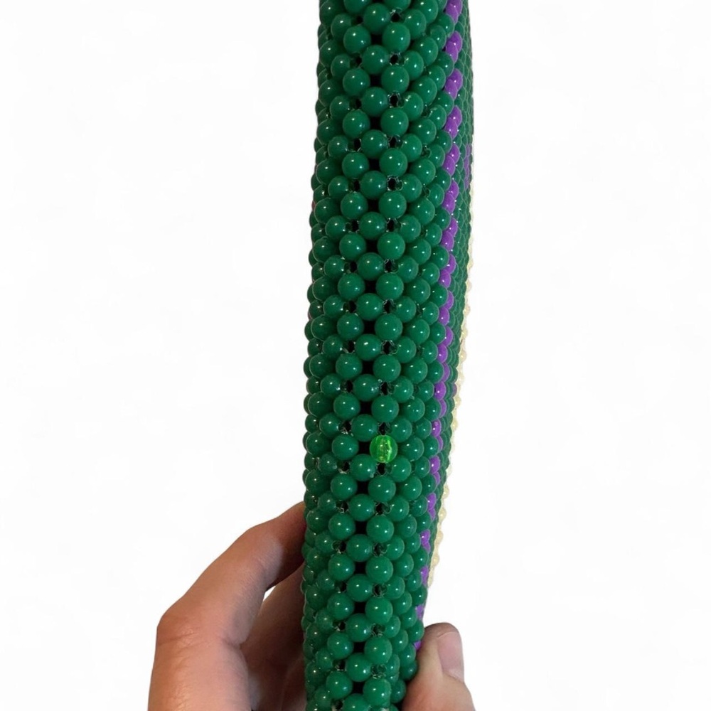 Vintage Beaded Clutch Bag in Cream, Green & Purple - Picture 8 of 8